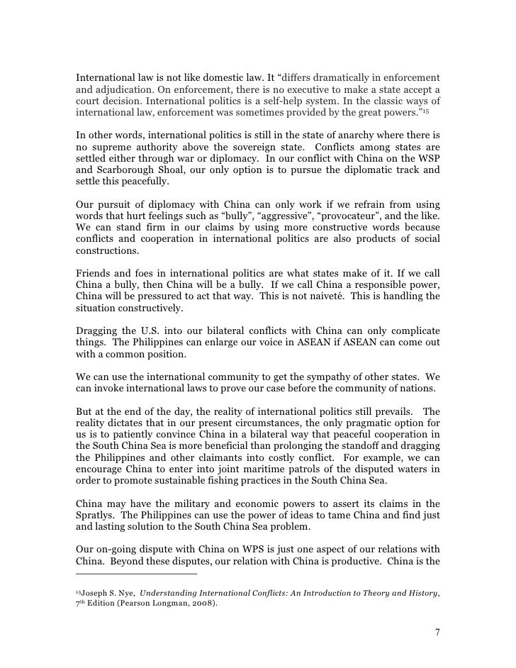 scarborough shoal article reaction paper about philippine seas